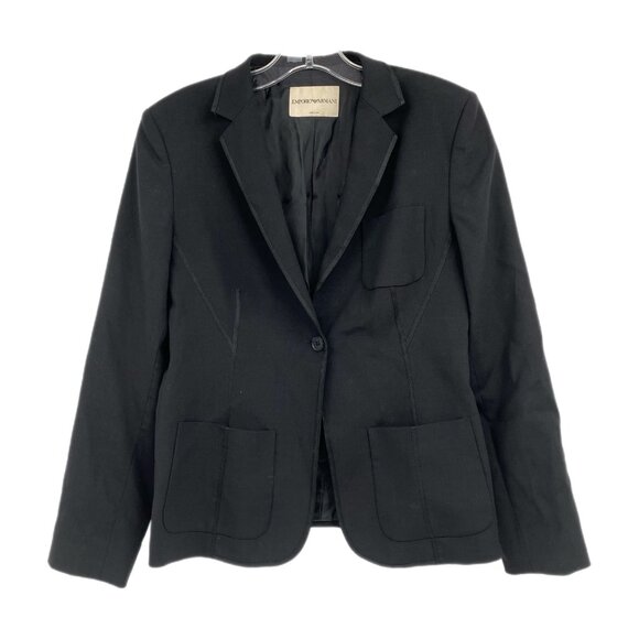 Emporio Armani Jackets & Blazers - Emporio Armani Black Wool Padded Shoulder Blazer | Women’s Size 6